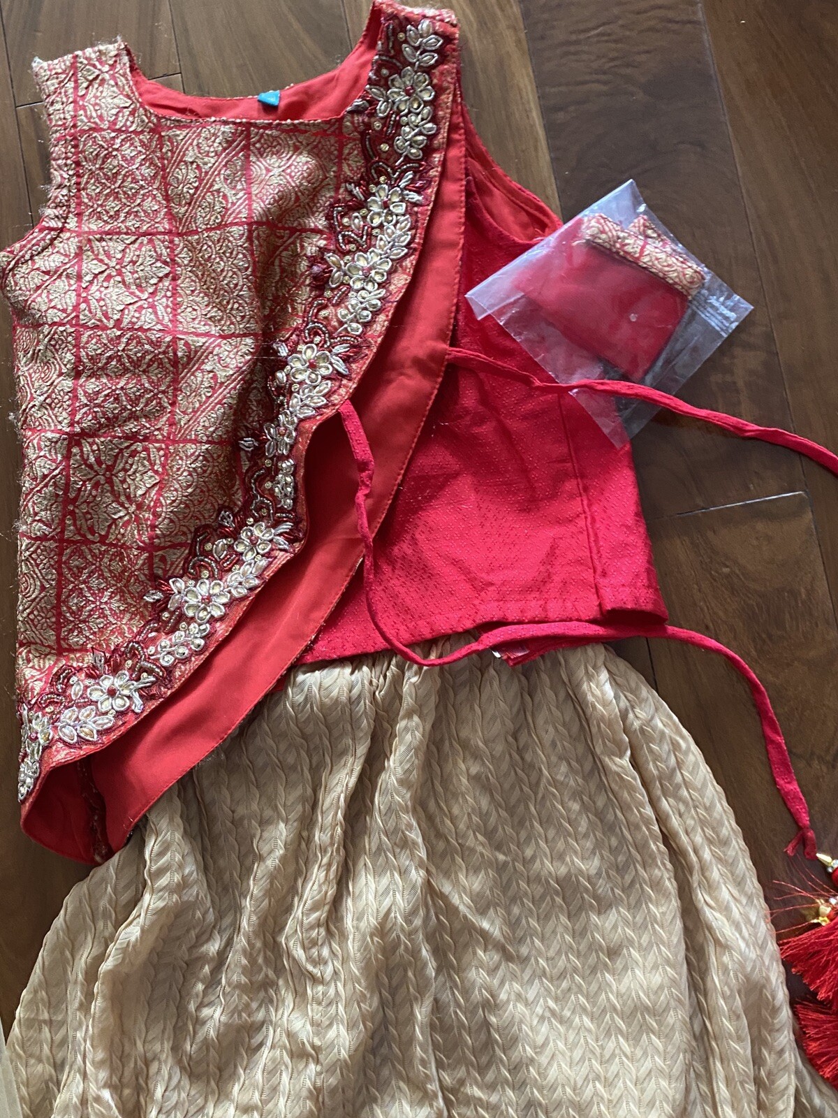 NWT Infant Baby Toddler Girls Indian Salwar Pink And Beige Wedding Outfit 2T 3T