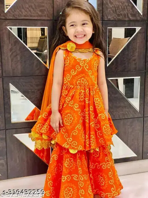Indian Kids Traditional Beautiful New Sarara Sets For Ethnic Wear For Girls
