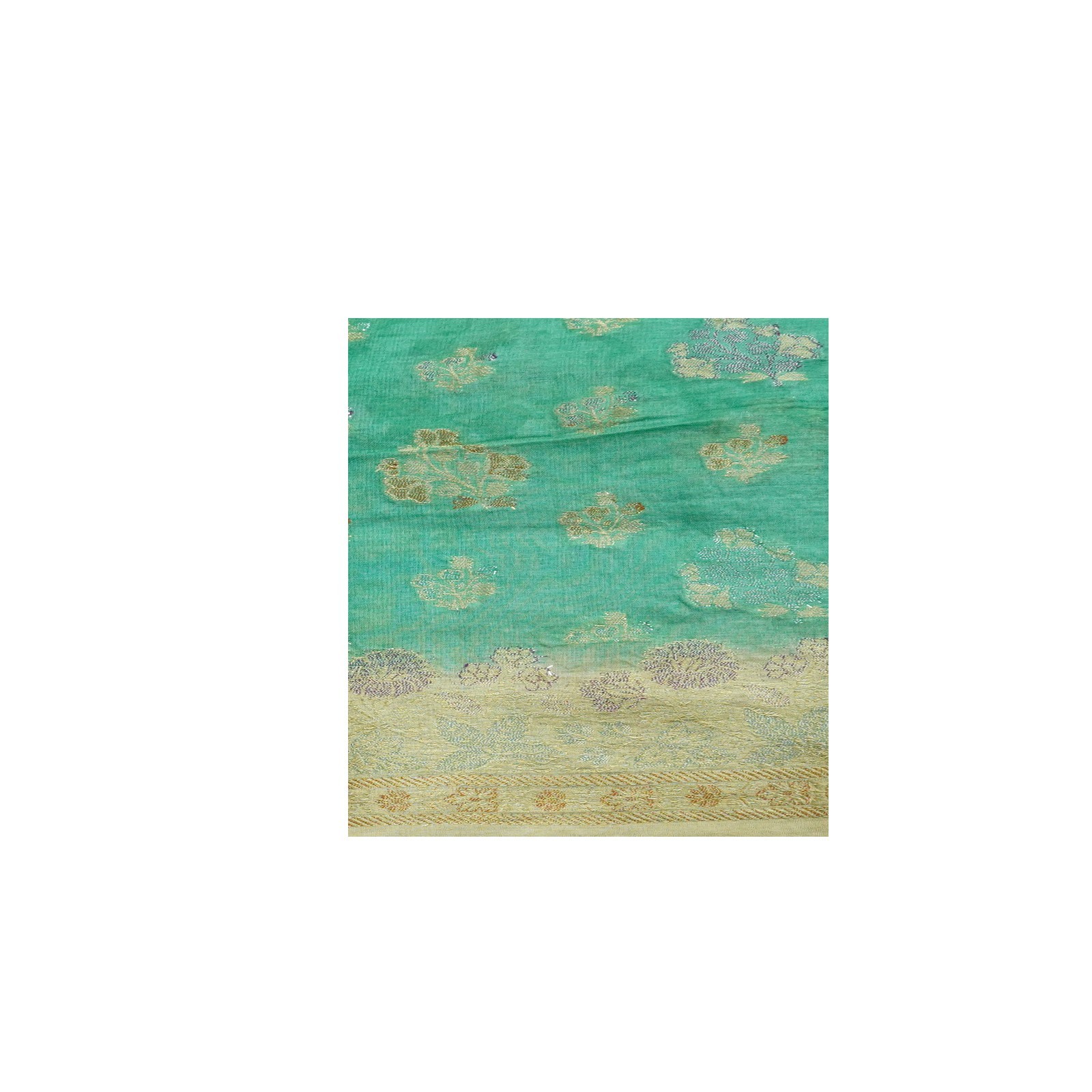 Vintage Sea-Green Sarees 100% Pure Silk Woven Indian Sari 5YD Decor Craft Fabric