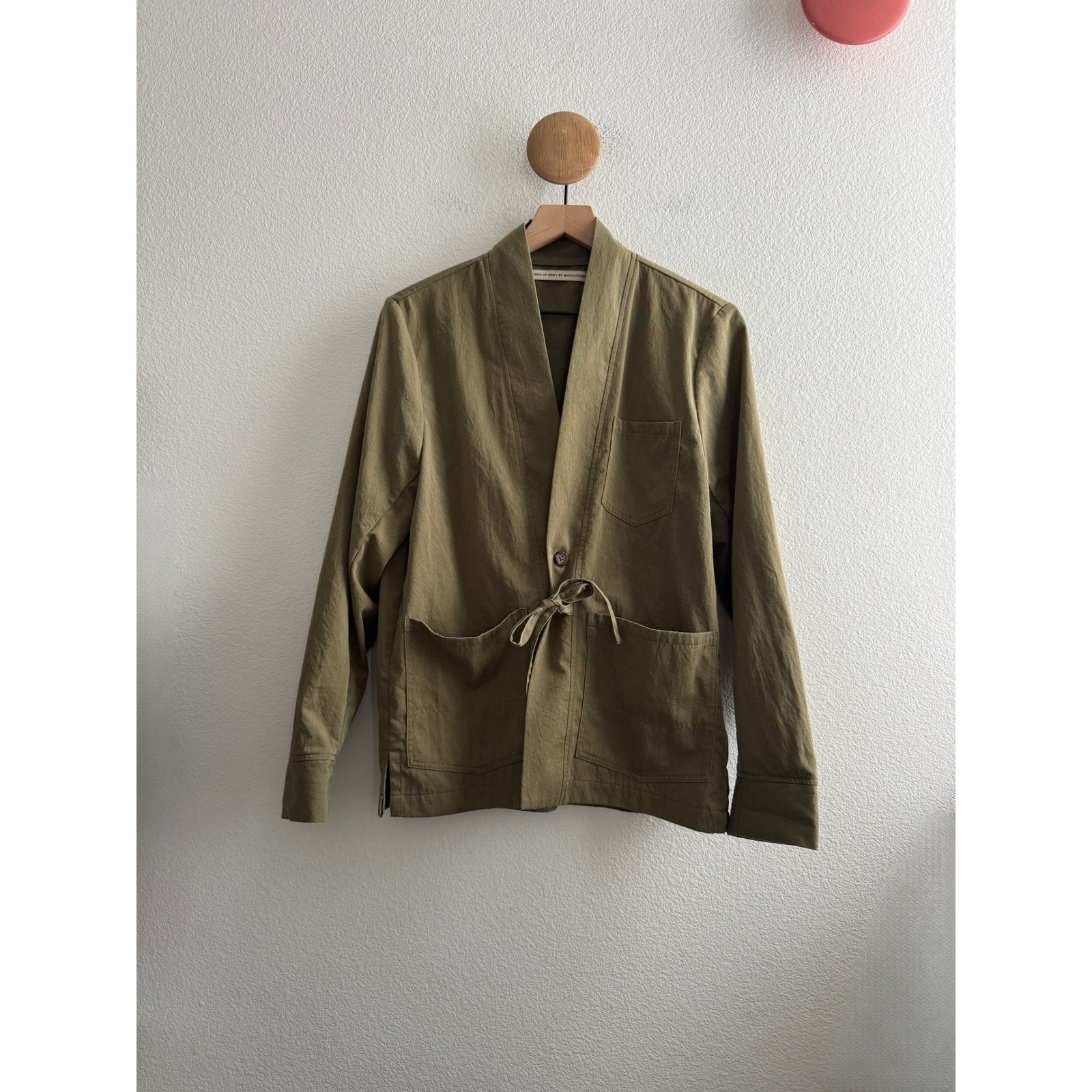 Shades of Grey by Micah Cohen Green Cotton Kimono Tie Jacket
