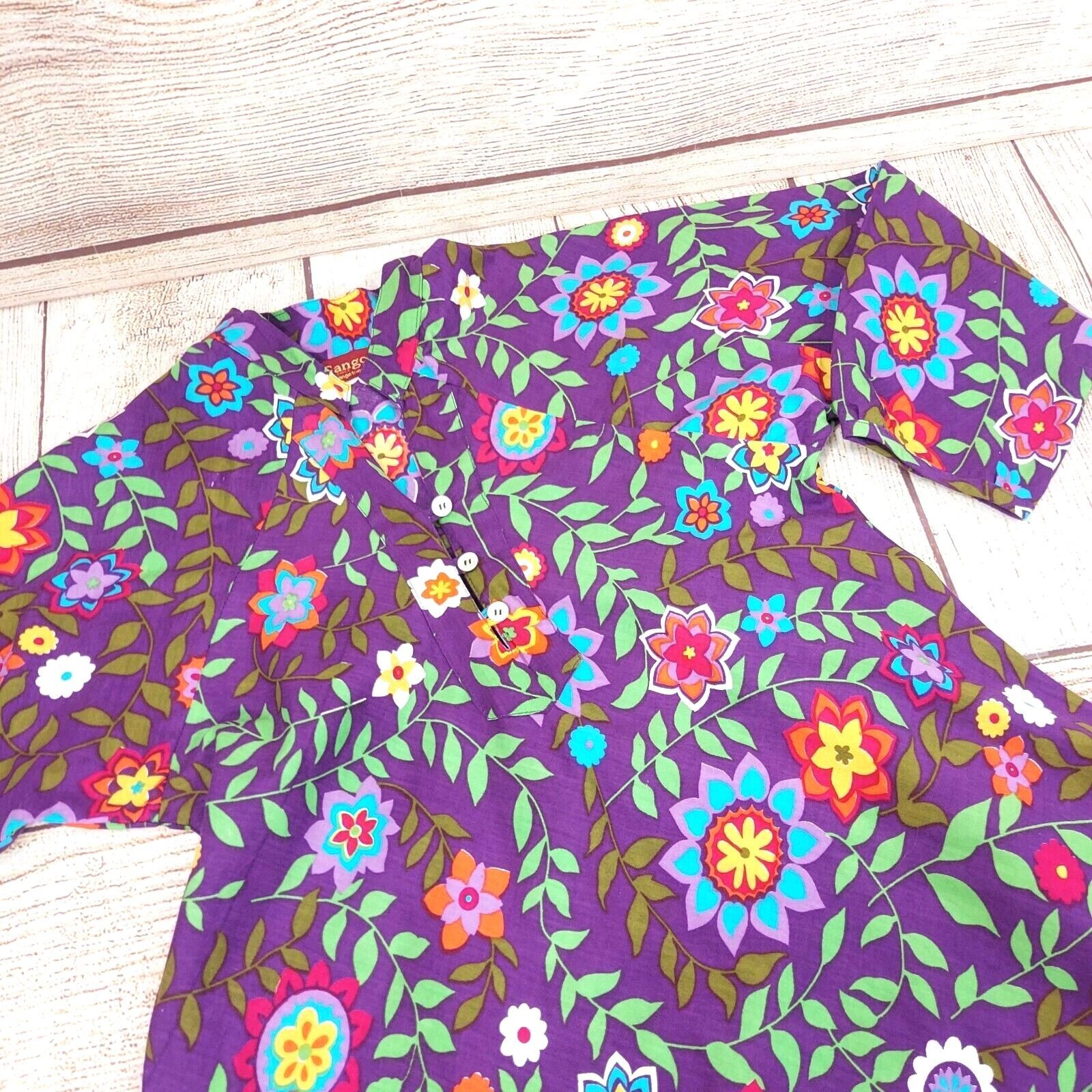 Gangotri Women Ethnic Wear Top Dress Indian Style Tunic Kurta Top Floral Print M