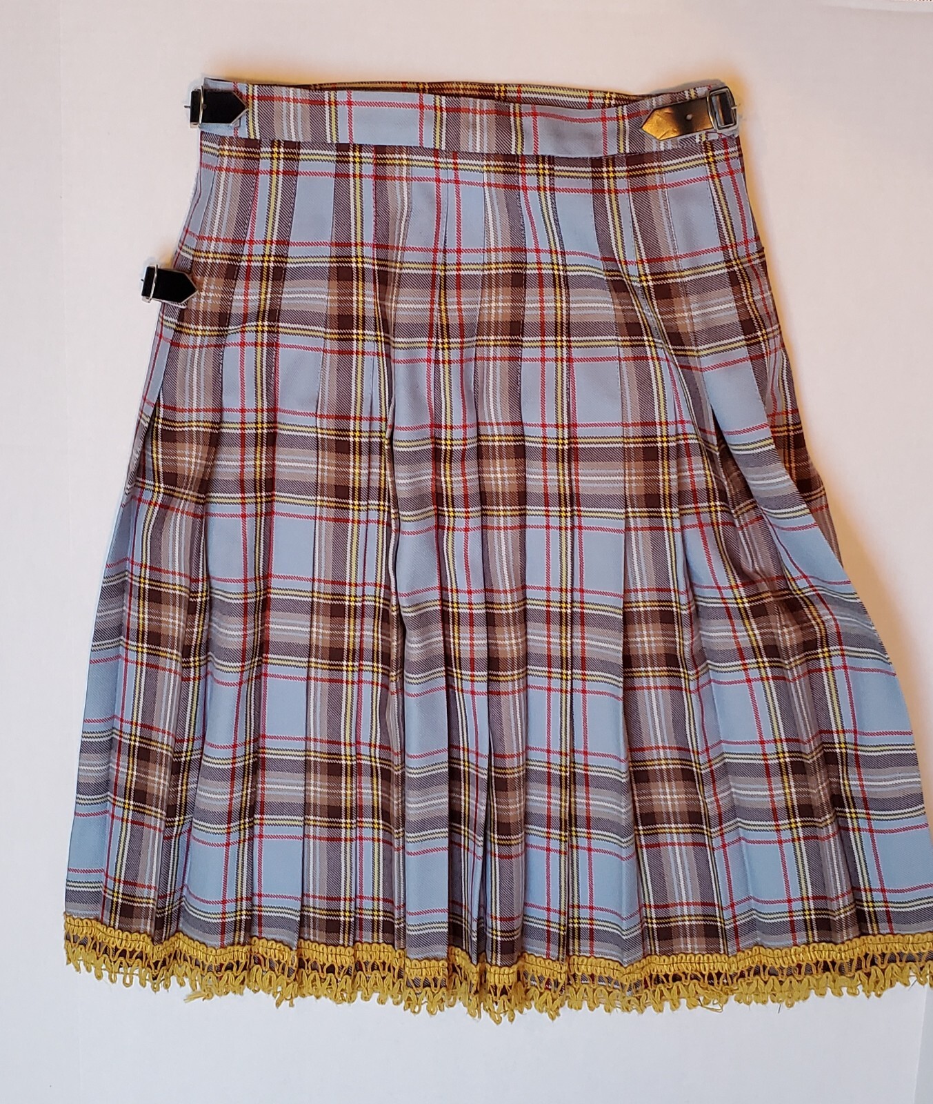 VINTAGE DIANA PLAID WOOL KILT MADE IN SCOTLAND sz 26 D McARTHUR HUNTING
