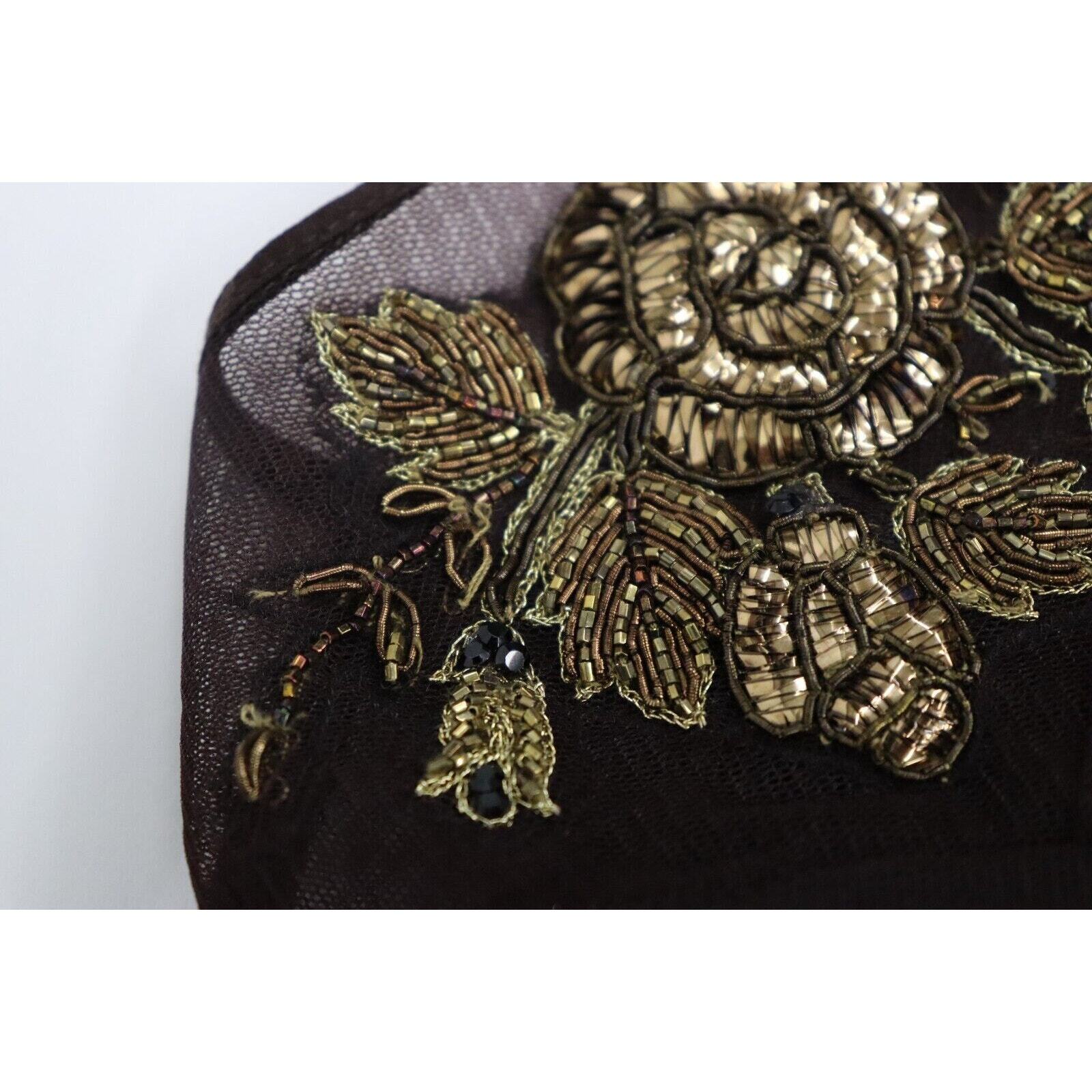 Karishma Indian Gown Size Medium Brown with Gold Floral Beading