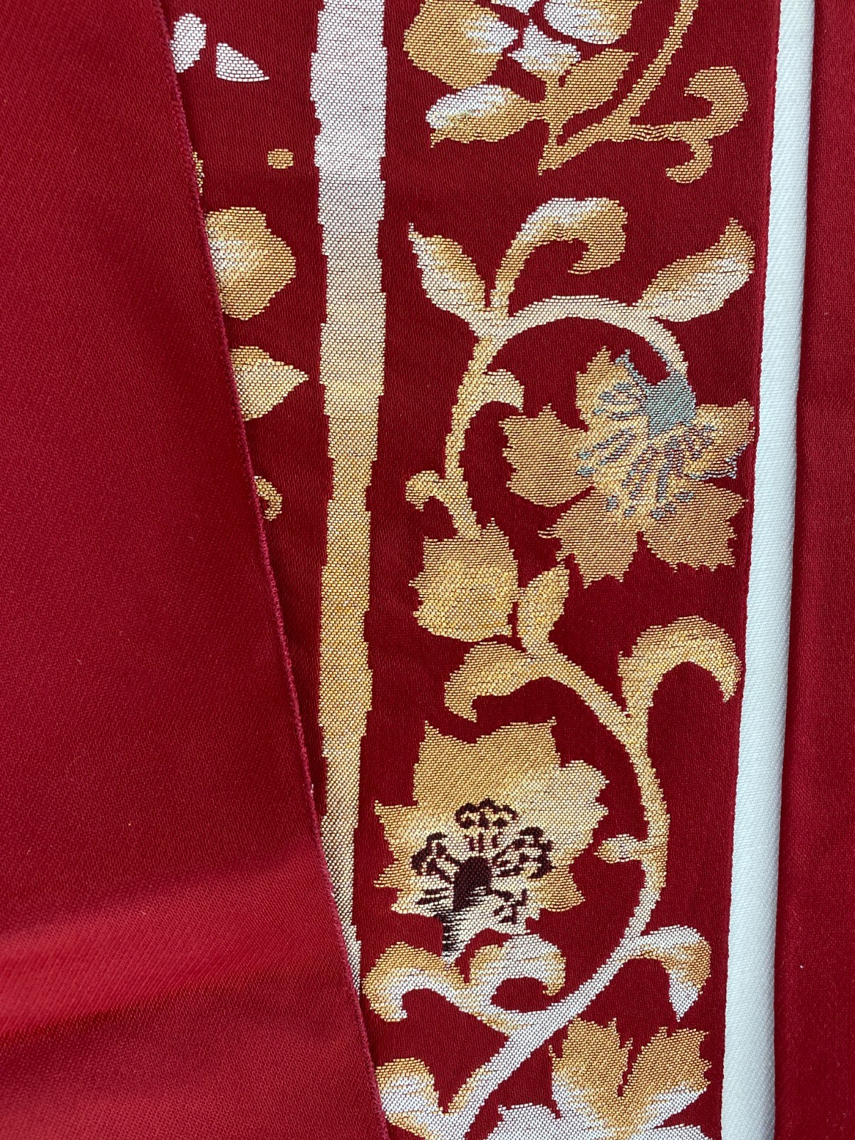 Japanese Vintage Kimono Nagoya Obi Silk Red Traditional Authentic 136x 11in