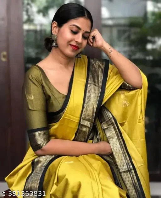 Women’s Design Paithani Sico Silk Saree with running blouse piece