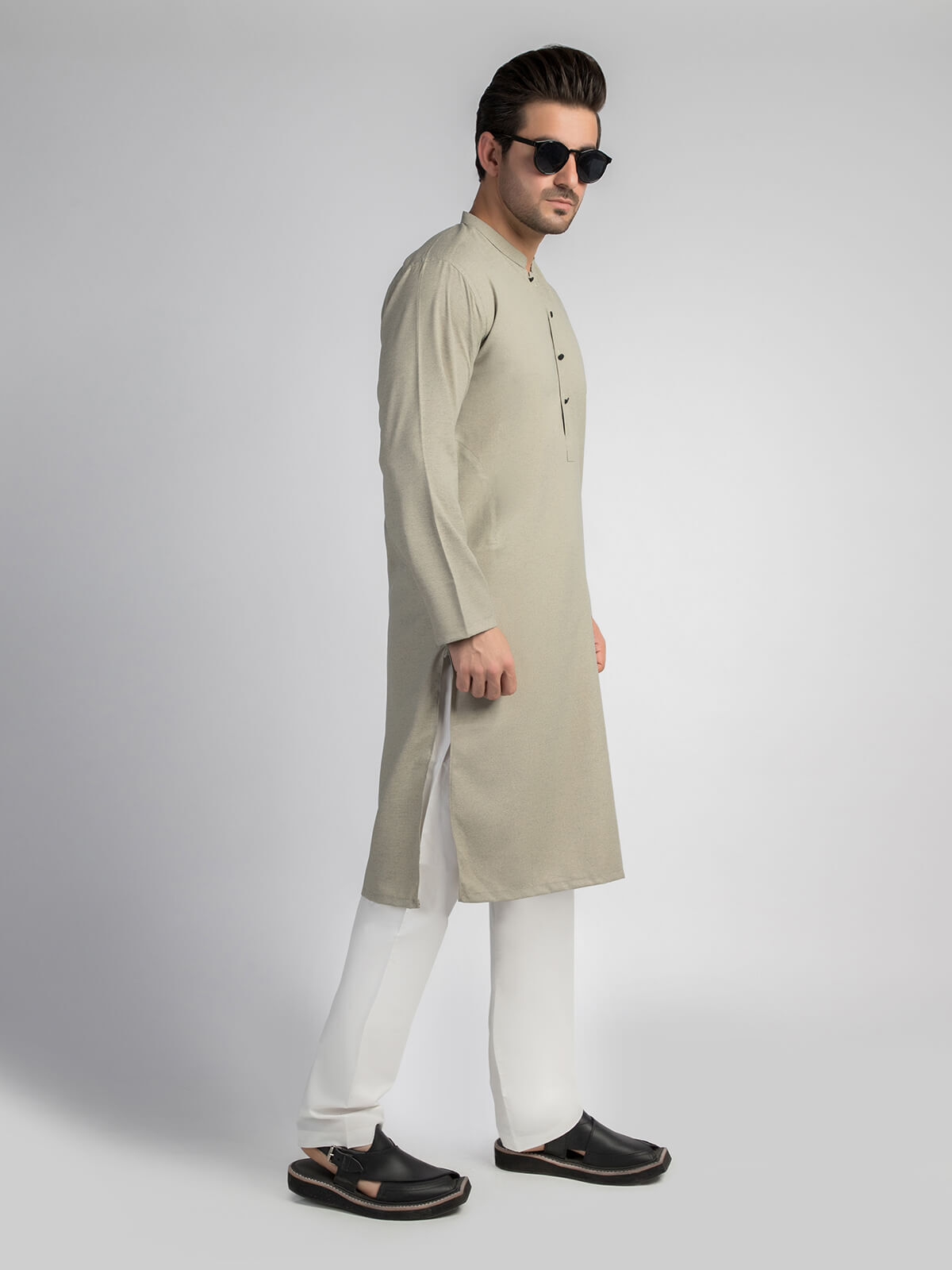 Mens Light Pistachio Green Plain Kurta Shalwar Handmade Eid Design Kurta Pajama