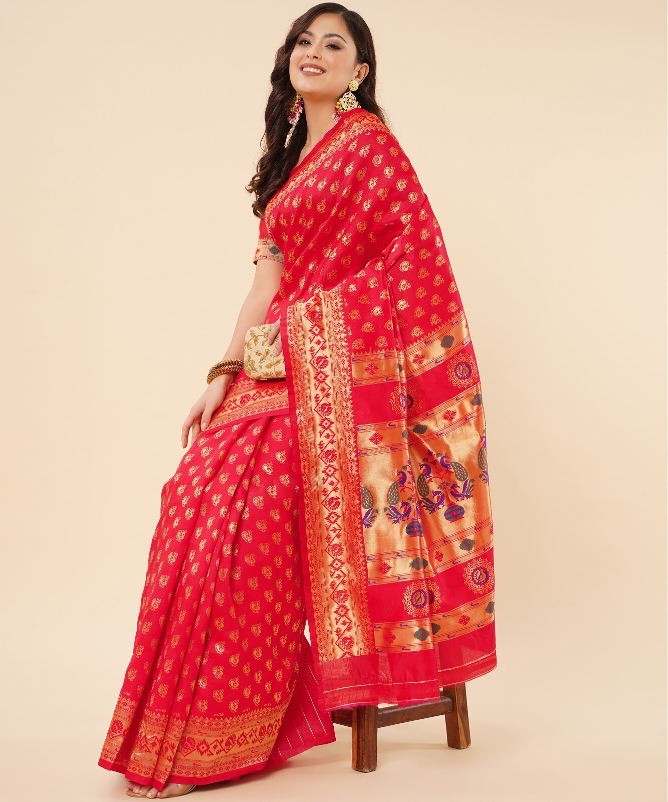 Areca Designer Paithni Brocade Mor saree blouses women Saree Cut – 5.5 Meter