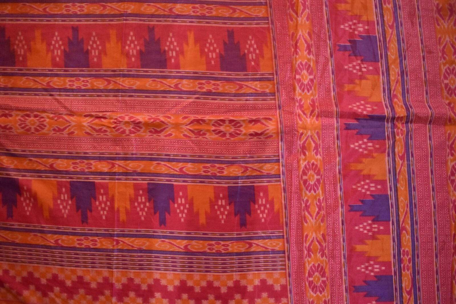 FNC Vintage Pink Sambalpuri Ikat Sarees Handwoven Art Silk Sari Fabric Antique