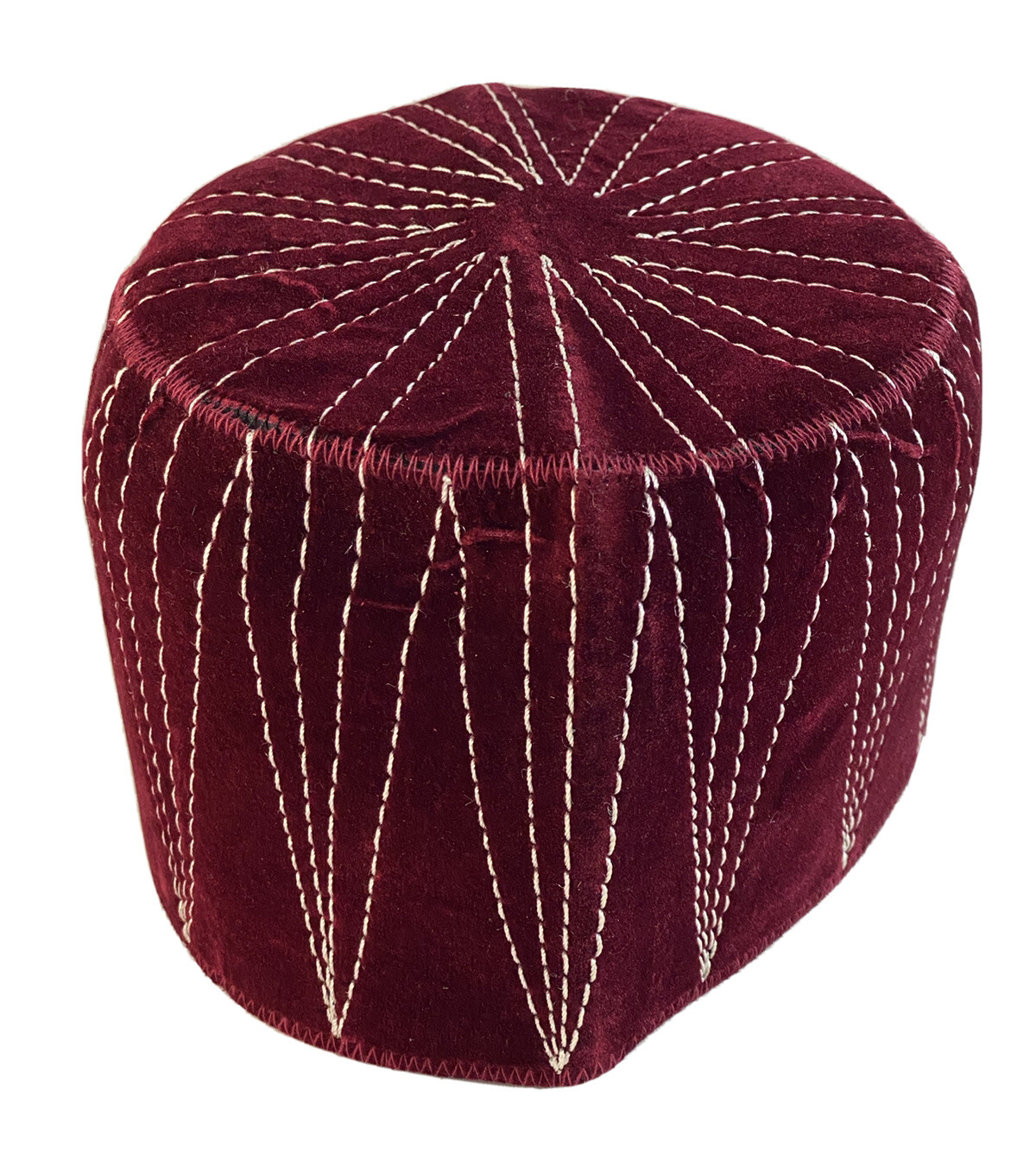 Authentic African Contemporary Native Made Felt Embroidery Fila/ Kufi Hat ~ 22”