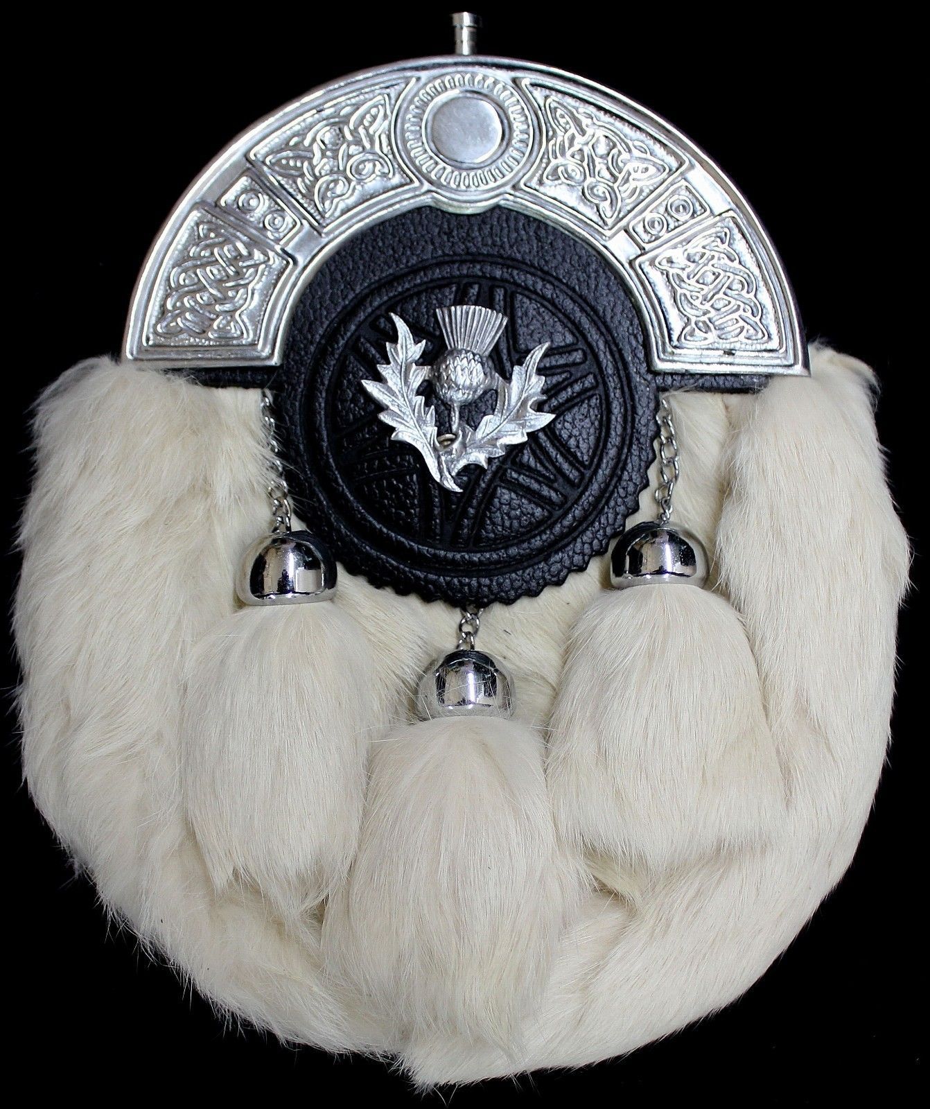 Bagpipes Kilt Rabbit Fur Sporran WHITE DSP-100