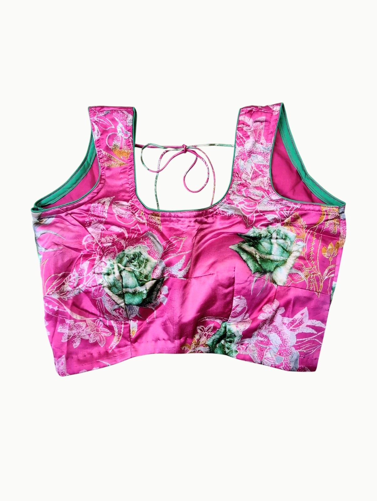 Handmade Satin Saree Pink Blouse Indian Crop Top Choli Sleeveless 18″ Bust