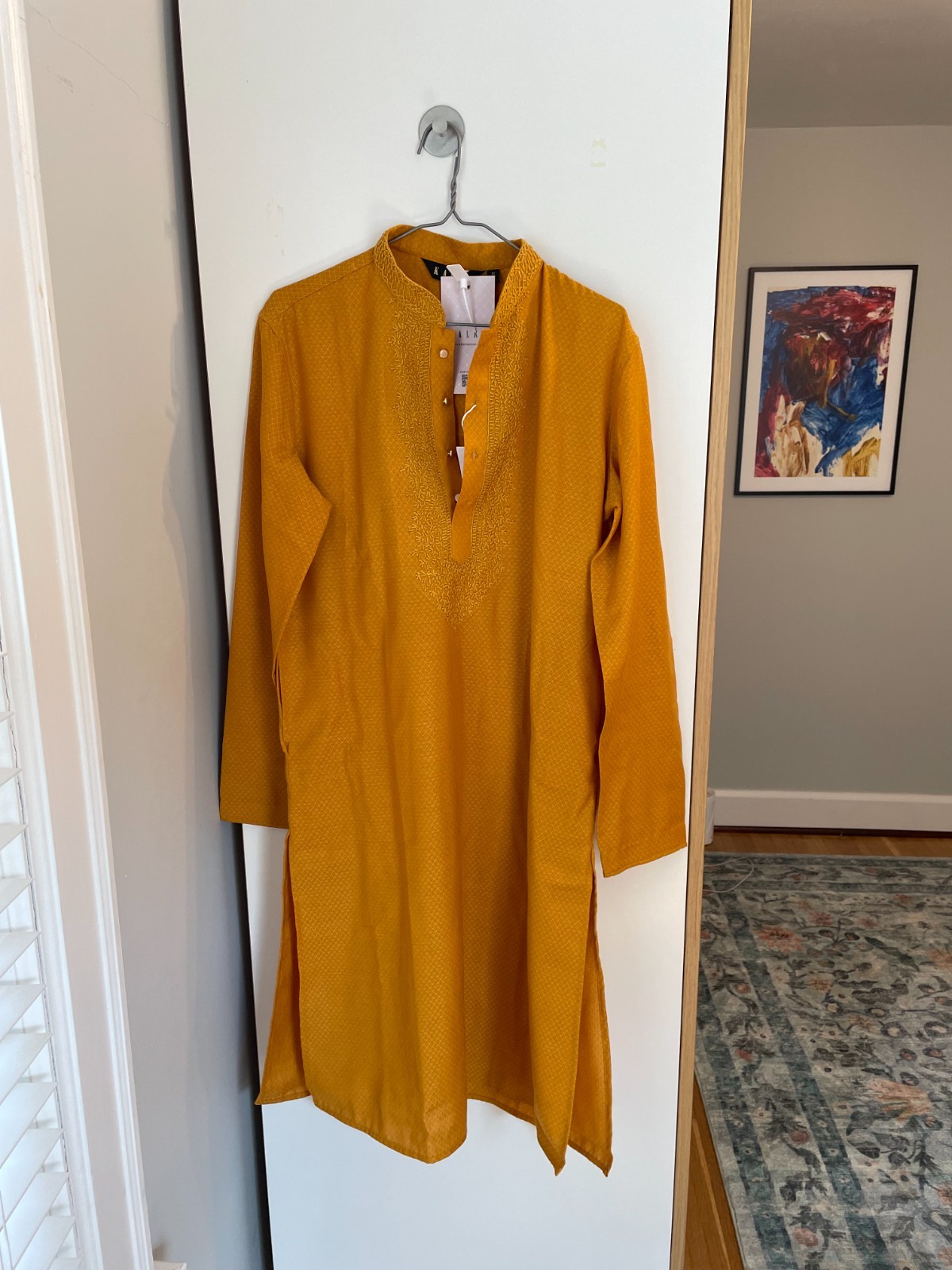 Kalki Fashion – Yellow Embroidered Silk Kurta Set – Size 38