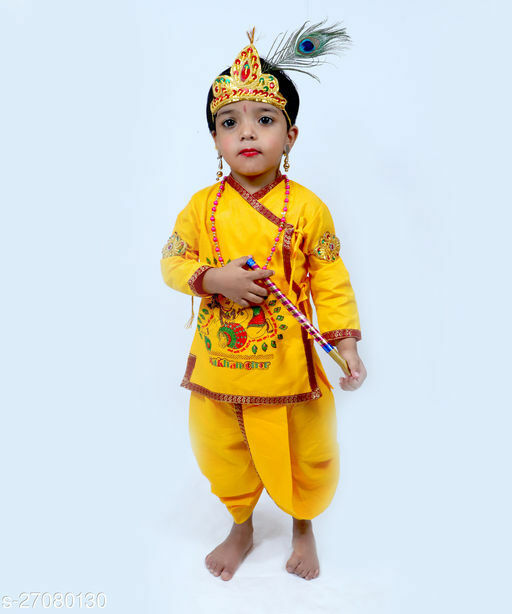 Traditional Yellow Platinum Krishna Dress Kurta Dhoti for Kids & boys