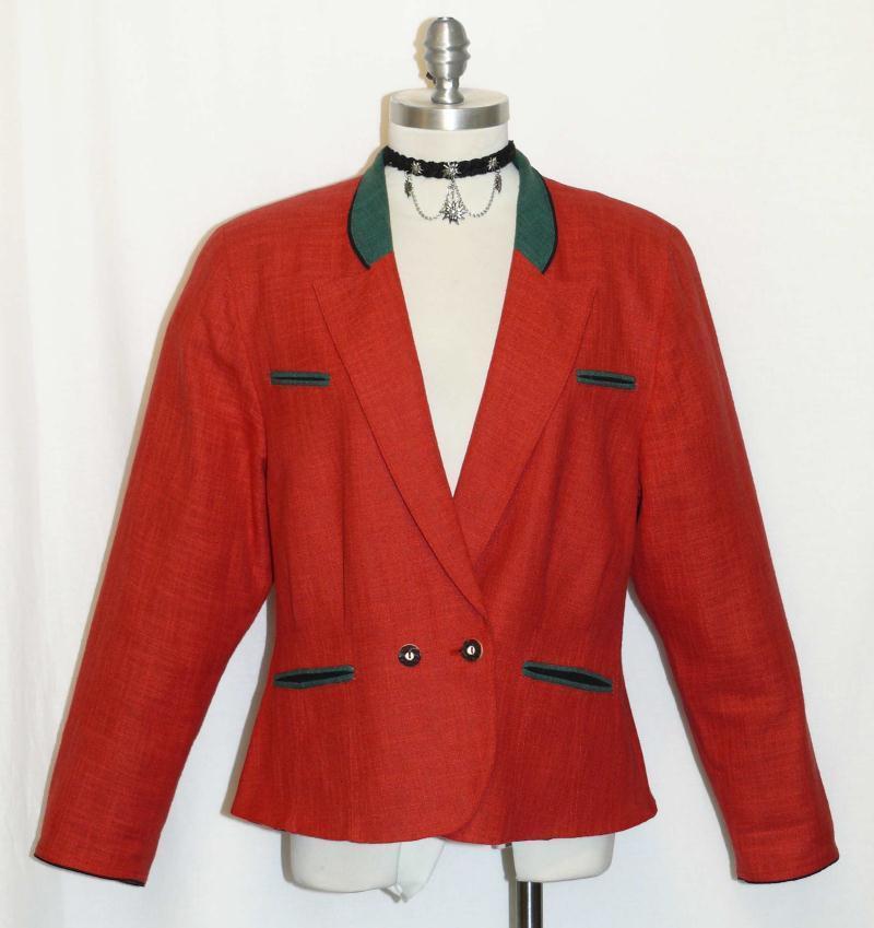 SALZBURGER RED COTTON & LINEN JACKET Austria Women SPORT Dirndl 42 10 M B40″