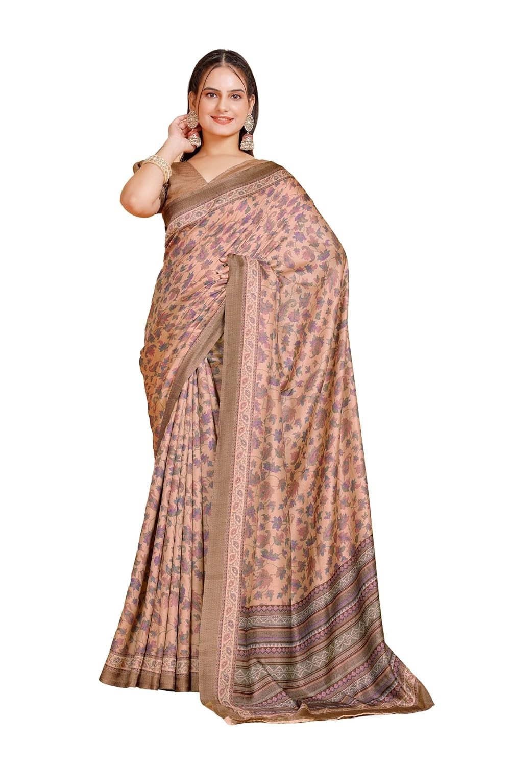 Women’s Pashmina Saree With Unstitched Blouse Piece