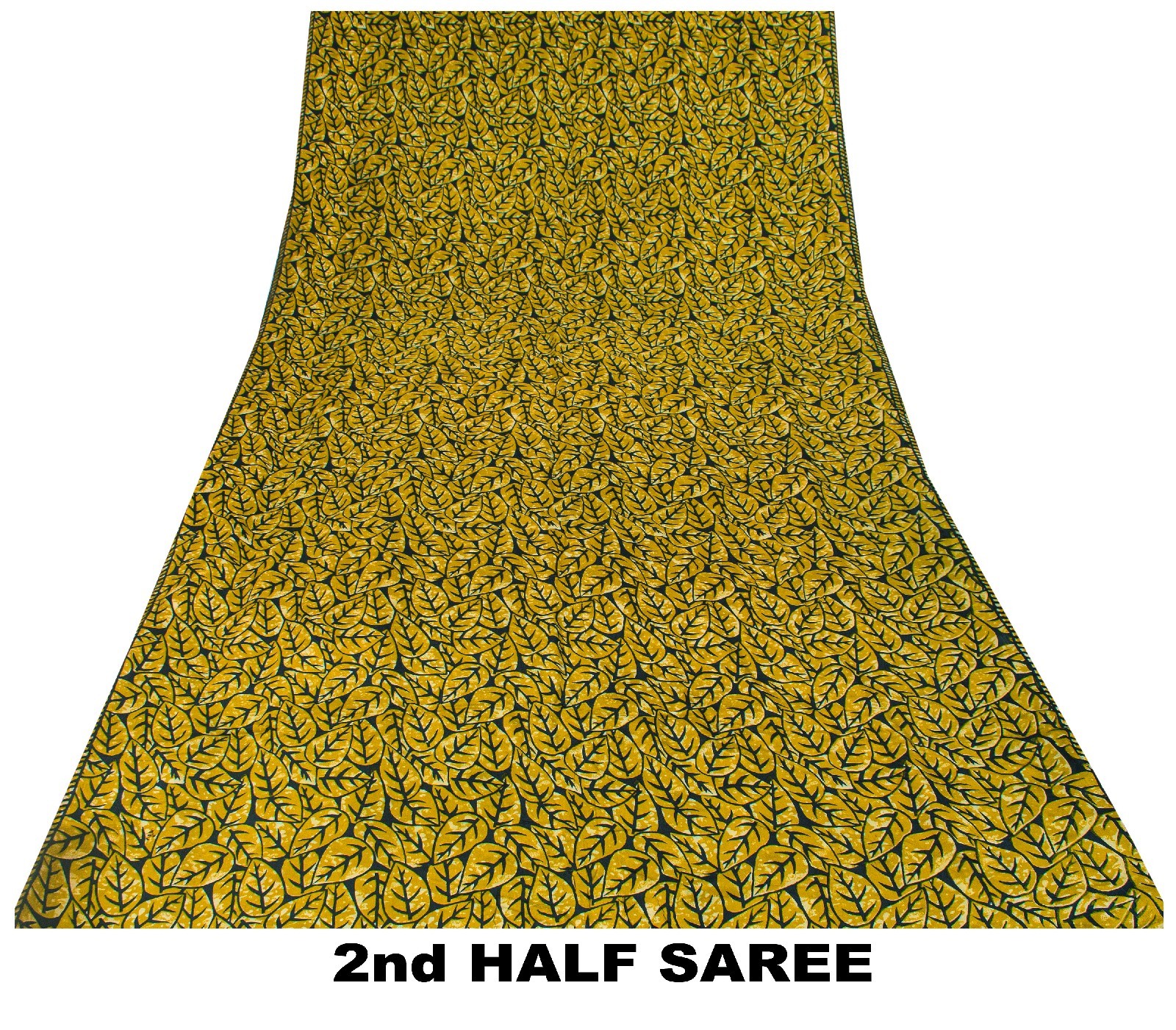 Sanskriti Vintage Soft Green 100% Pure Crepe Silk Sari Leaf Printed Saree 5.5Yd
