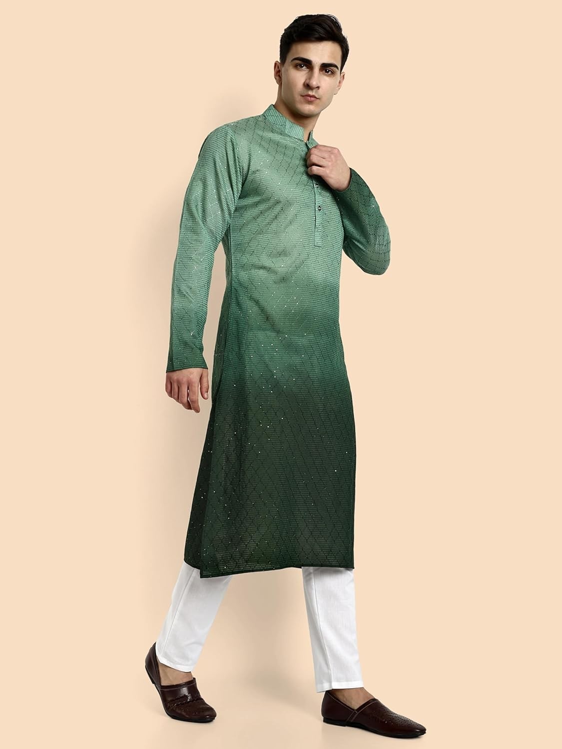 traditional Chikankari Embroidered Kurta with Elegant Sequence indian work