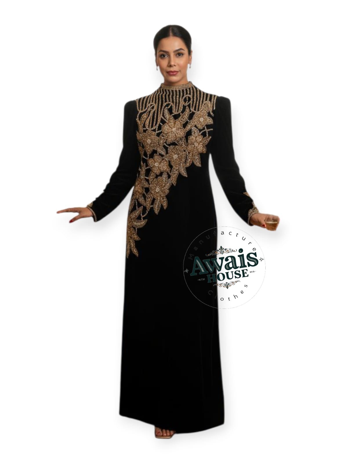 Luxurious Dubai Velvet Arabic Kaftan Abaya Islamic Clothing Modest Abaya Caftan