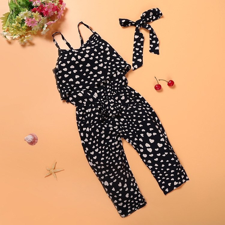 Summer Girls’ Polka Dot Jumpsuit Set