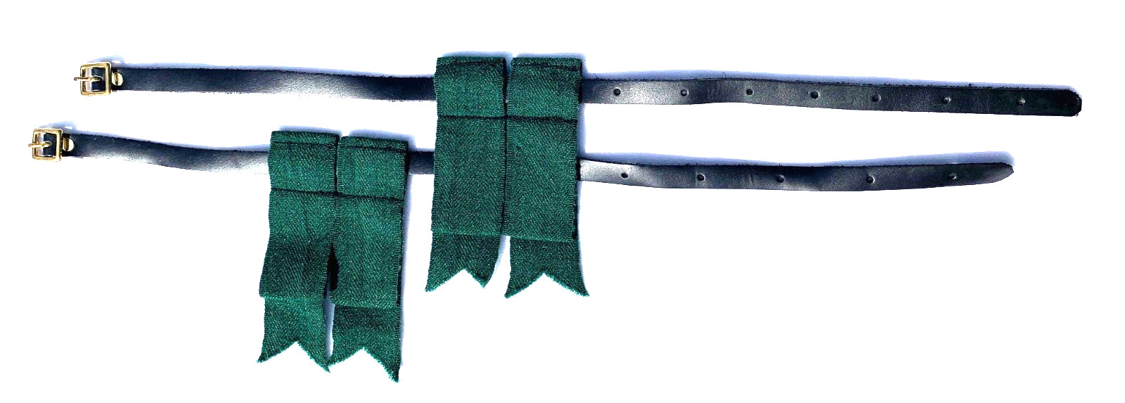 Kilt Hose (Socks) Single Loop Green Scottish Flashes with a Leather Garter