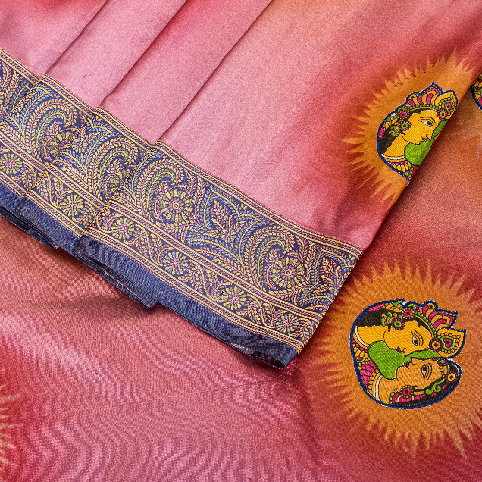 Sanskriti Vintage Pink Pure Silk Saree Woven Print Patch 5+Yd Fabric With Blouse