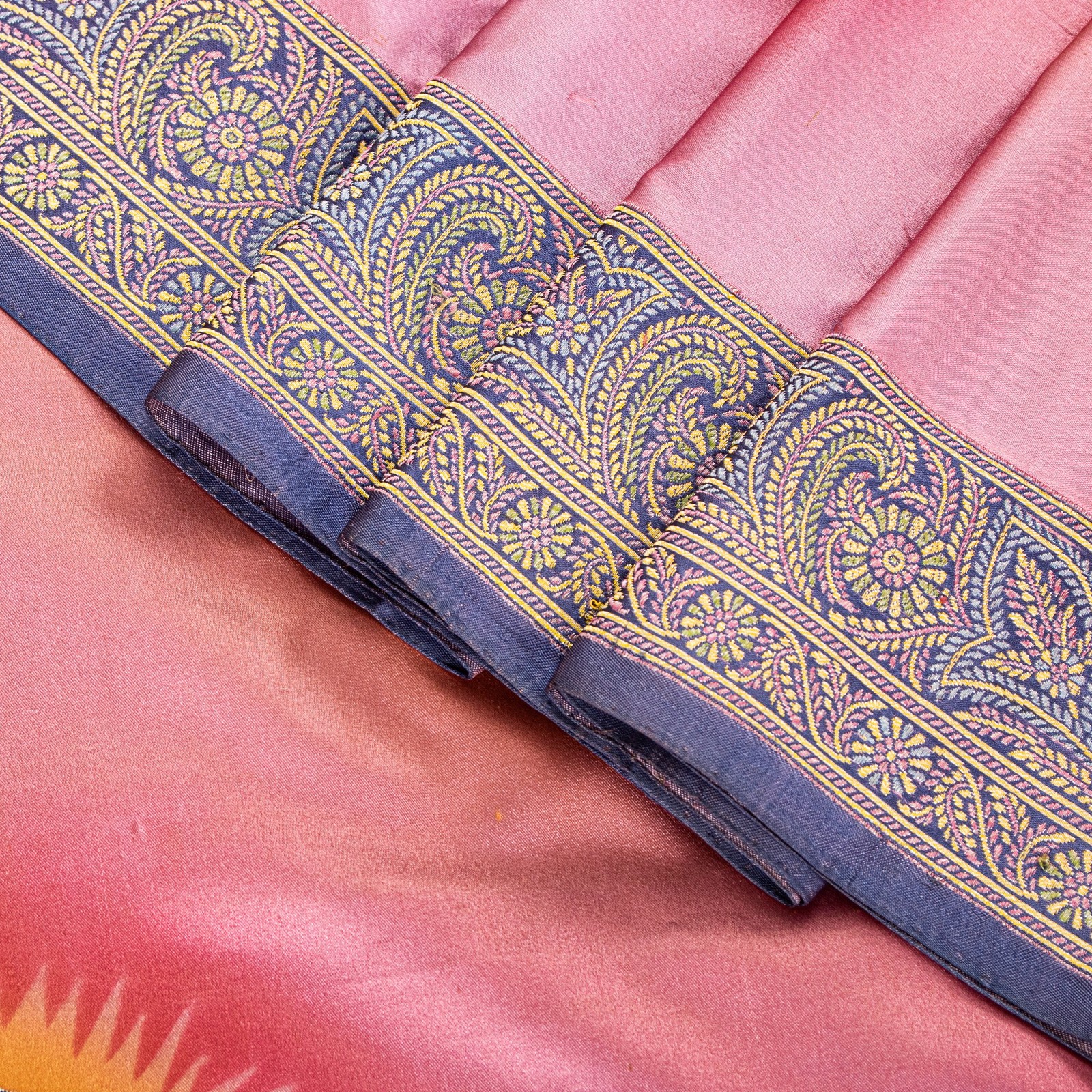 Sanskriti Vintage Pink Pure Silk Saree Woven Print Patch 5+Yd Fabric With Blouse