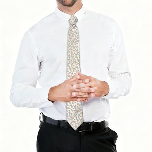 Floral Ties for Men Satin Mens Tie Flower Printed Neck Tie Wedding Orange,blue