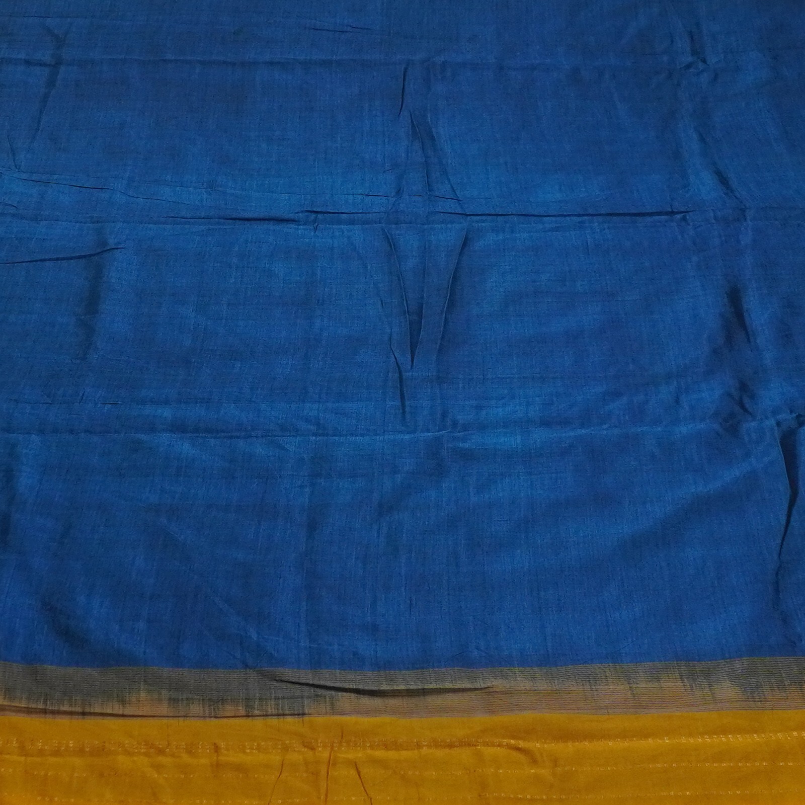 Vintage Peacock Blue Saree 100% Pure Cotton Zari Handwoven Sari 6YD Craft Fabric
