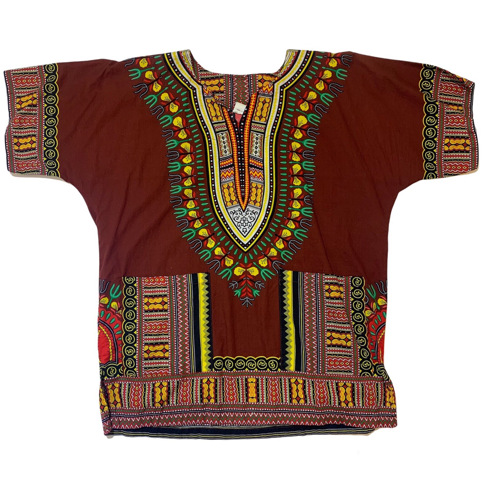 Big Mama Dashiki Hippie Maroon Color Traditional African Top Shirt Size Small