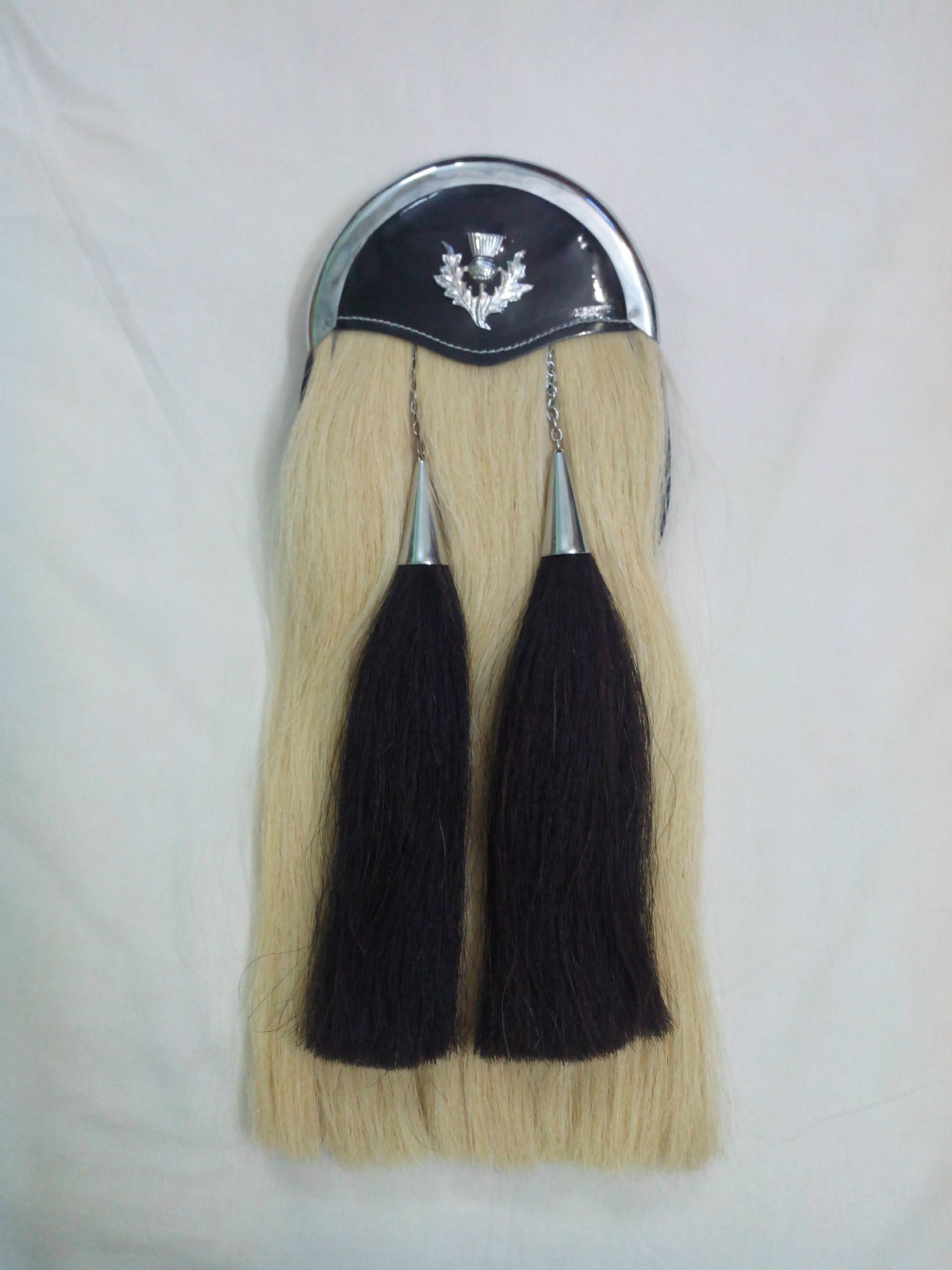 NEW ORIGINAL WHITE HORSE HAIR SPORRAN PLAIN CANTLE/BAGPIPE PIPER KILT SPORRANS