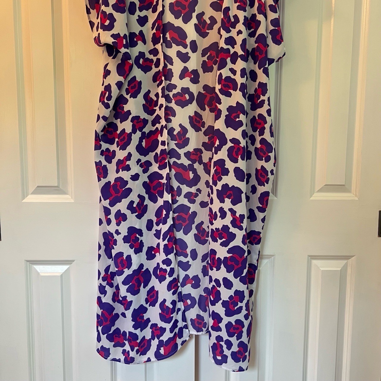 Peace Love Cake Leopard Print Purple Magenta Open Front Kimono Coverup Size M