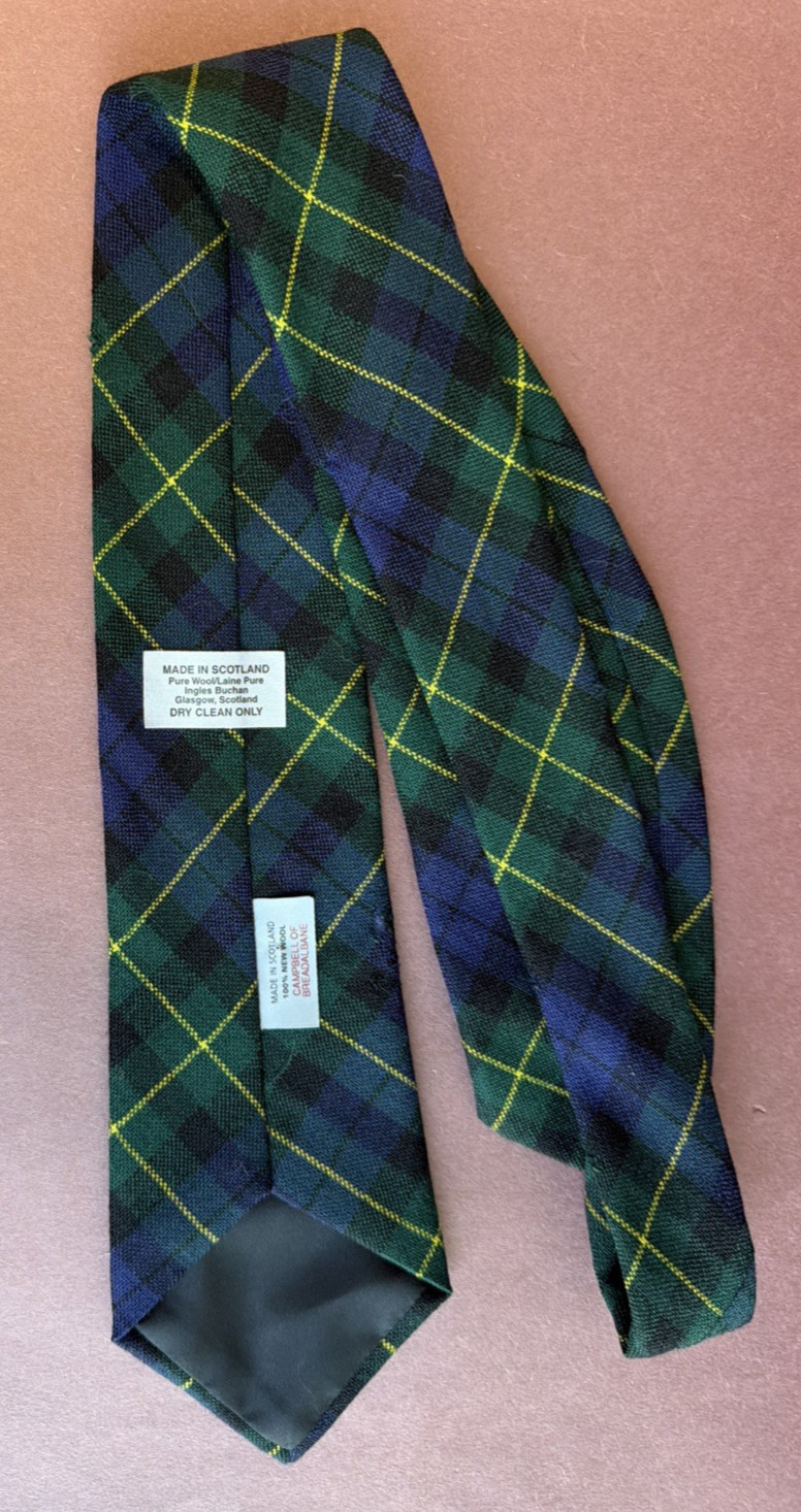LOCHARRON Scotland Necktie Tartan BIAS Plaid CAMPBELL 100% New Wool Neck Tie