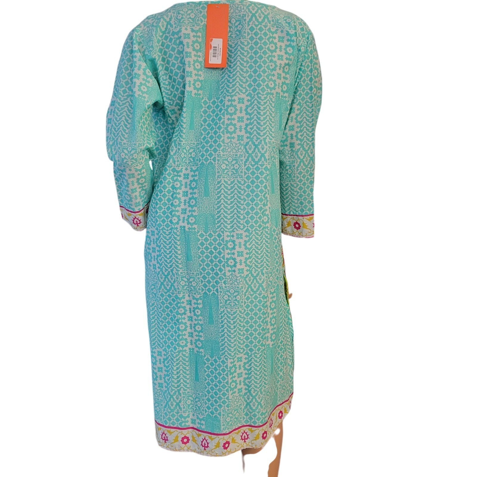 Khaadi Pret Pajama Womens Size Kurta Beach Cover Embroidered Teal Floral New