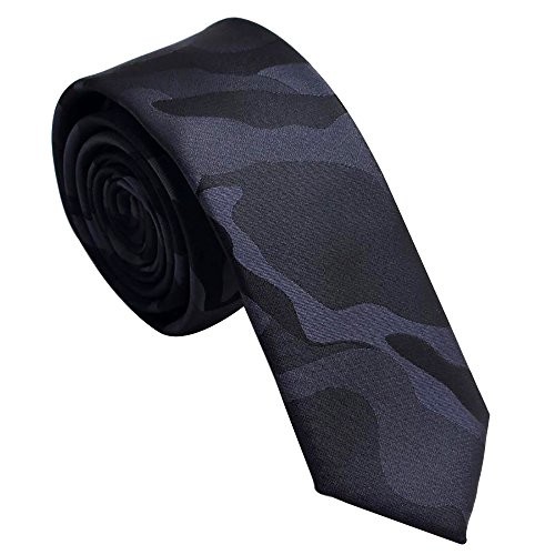 New Slim Camo Ties for Men Classic 2 Inches Black Gray Camouflage Necktie