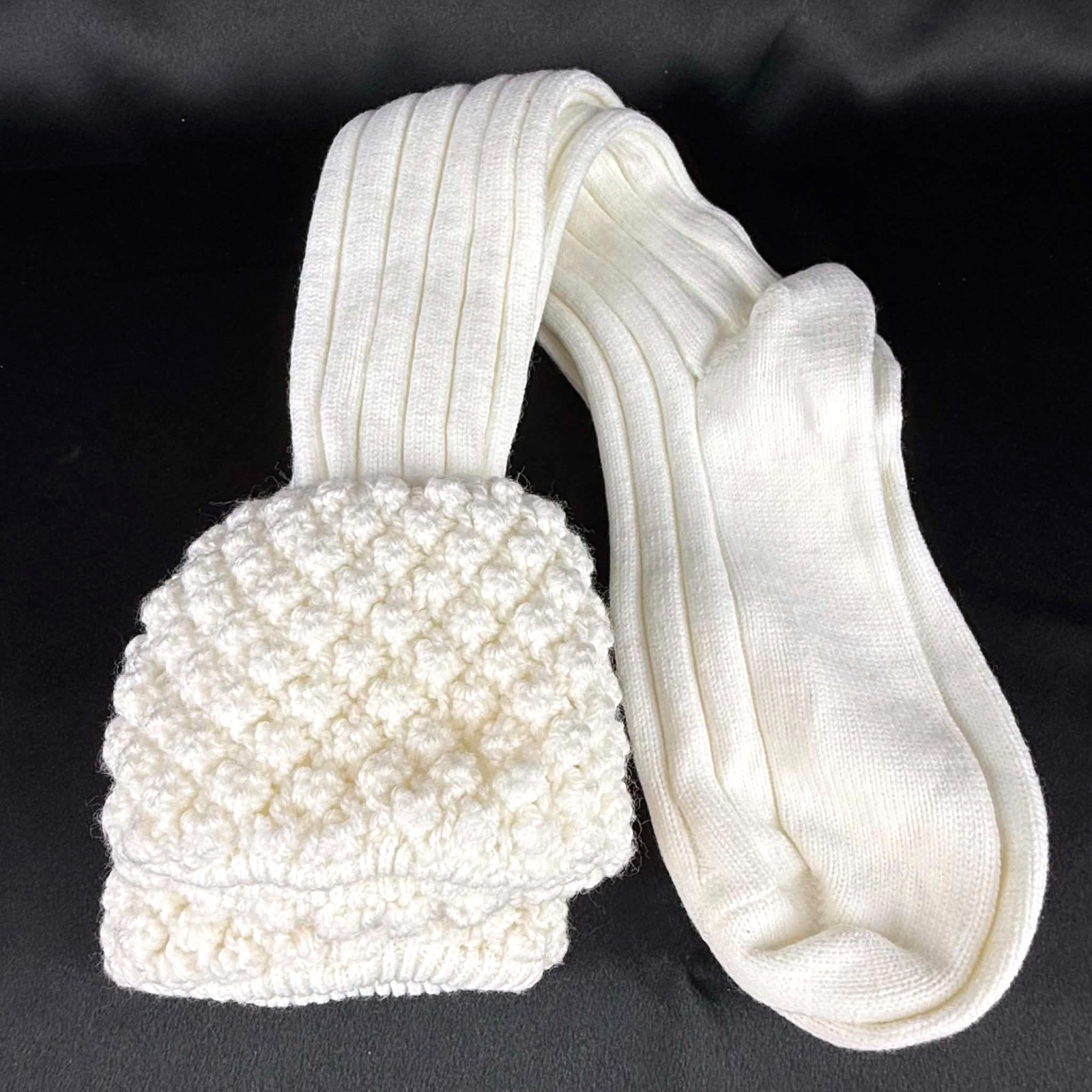 New Scottish Piper Kilt Hose Socks – Ecru Off-White Popcorn Top – Pipers Cove