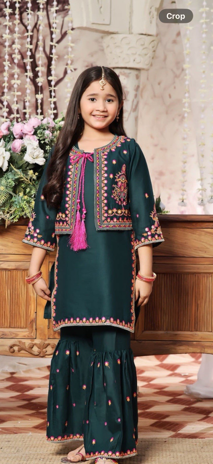 Pakistani Girls Kids Eid Dress Kameez Shalwar Kurti Sharara Koti 3pc 9/10 Sz34