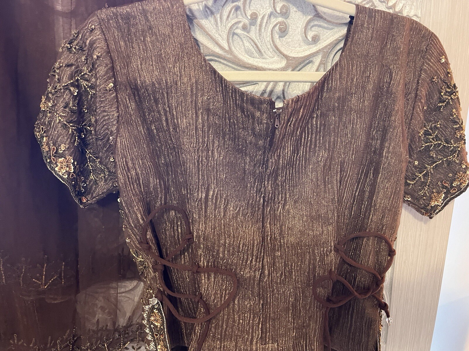 Bronze Desi/Indian/Pakistani Wedding/Party Shalwar kameez/Dress with Accessories