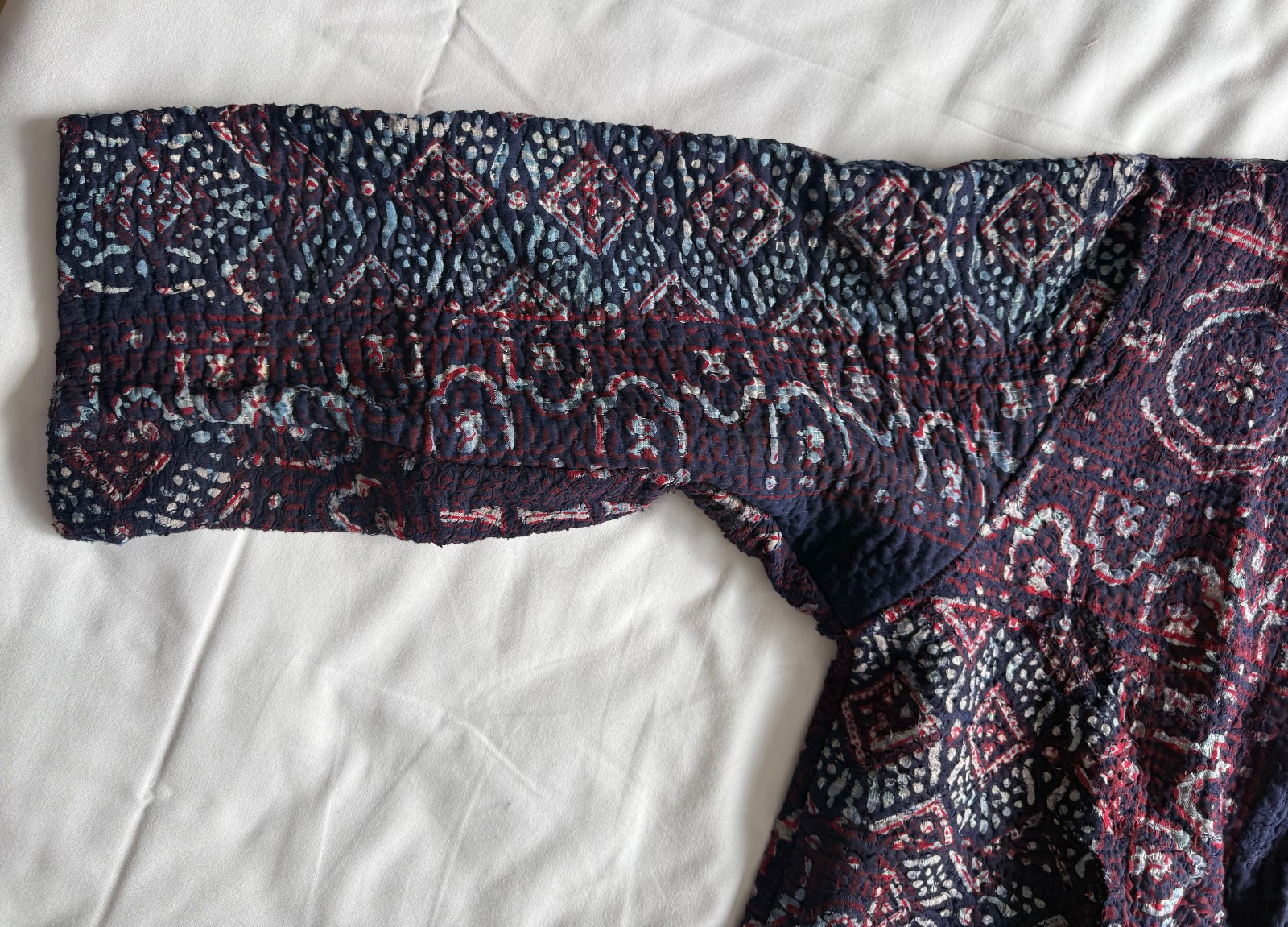 Indigo Quilted Kimono Jacket | Boho Cotton Coat | Handmade Kantha Style Layering