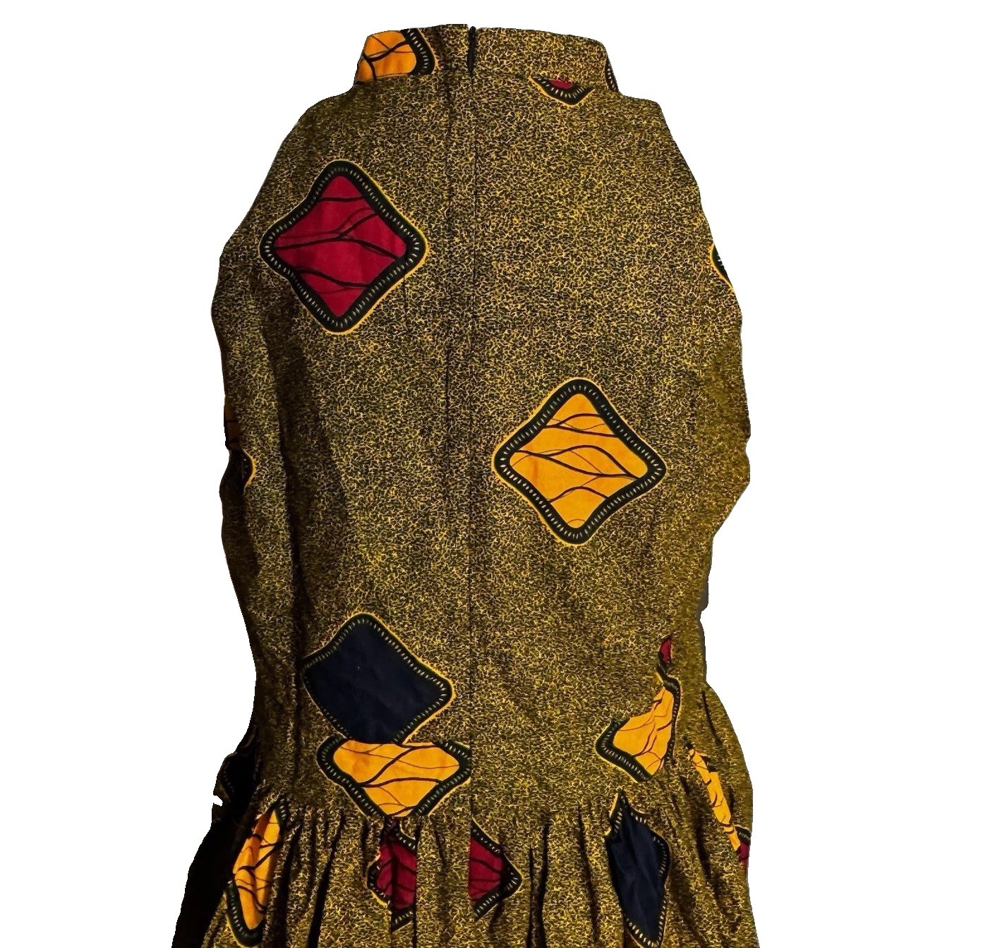 Afripride Ankara African Wax Maxi Dress Kaftan 3XL Gold High Neck Sleeveless New