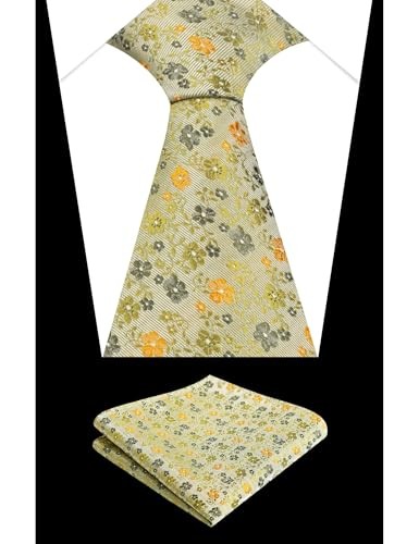 Mens 3.15inches Exquisite Floral Tie with Small Flower D142-sage Green+gray
