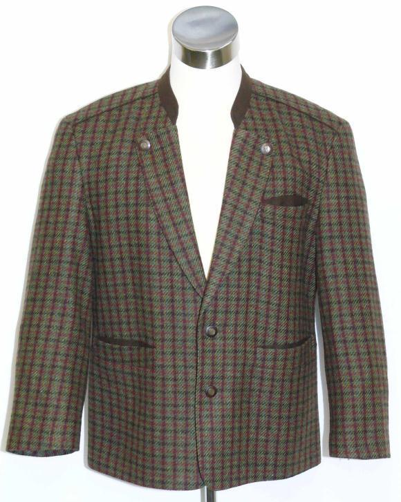 BROWN GREEN BURGUNDY Plaid Tweed WOOL ALPACA Men German Sport Suit JACKET / 44″