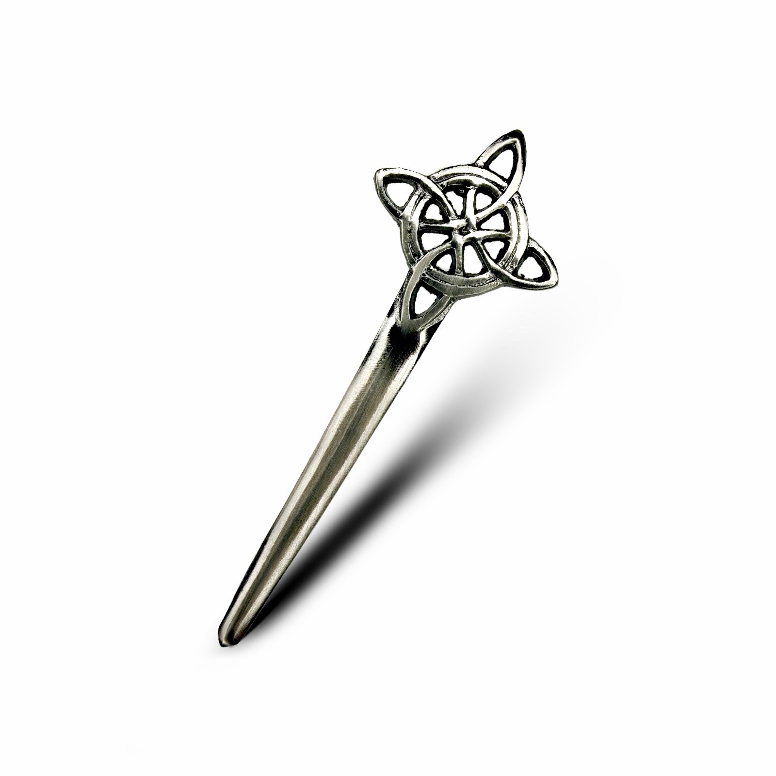 Scottish Celtic Circle 4” Nickel Antique Finish Kilt Pin
