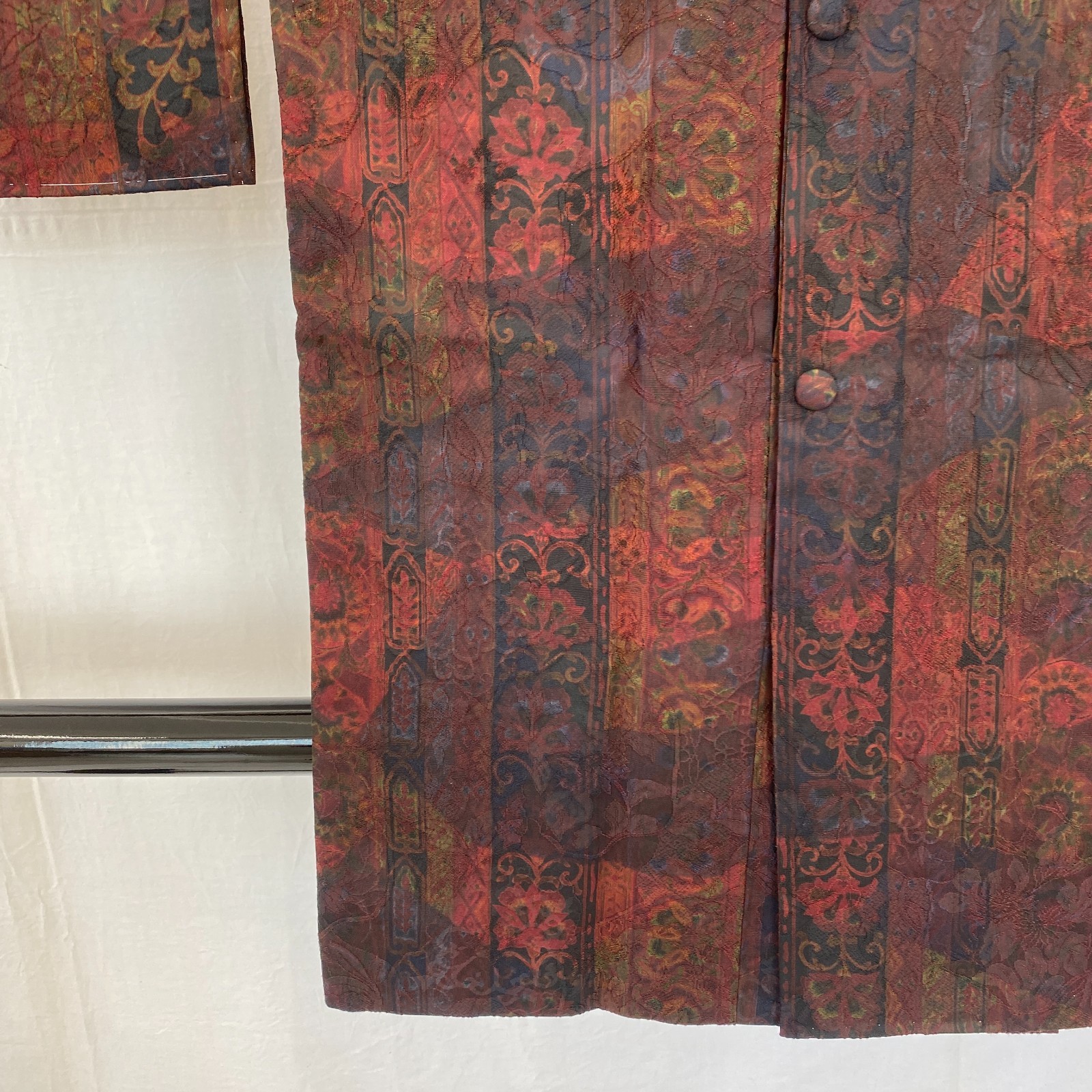 Japanese Vintage Kimono Michiyuki Jacket Silk Brown Traditional Authentic 34in