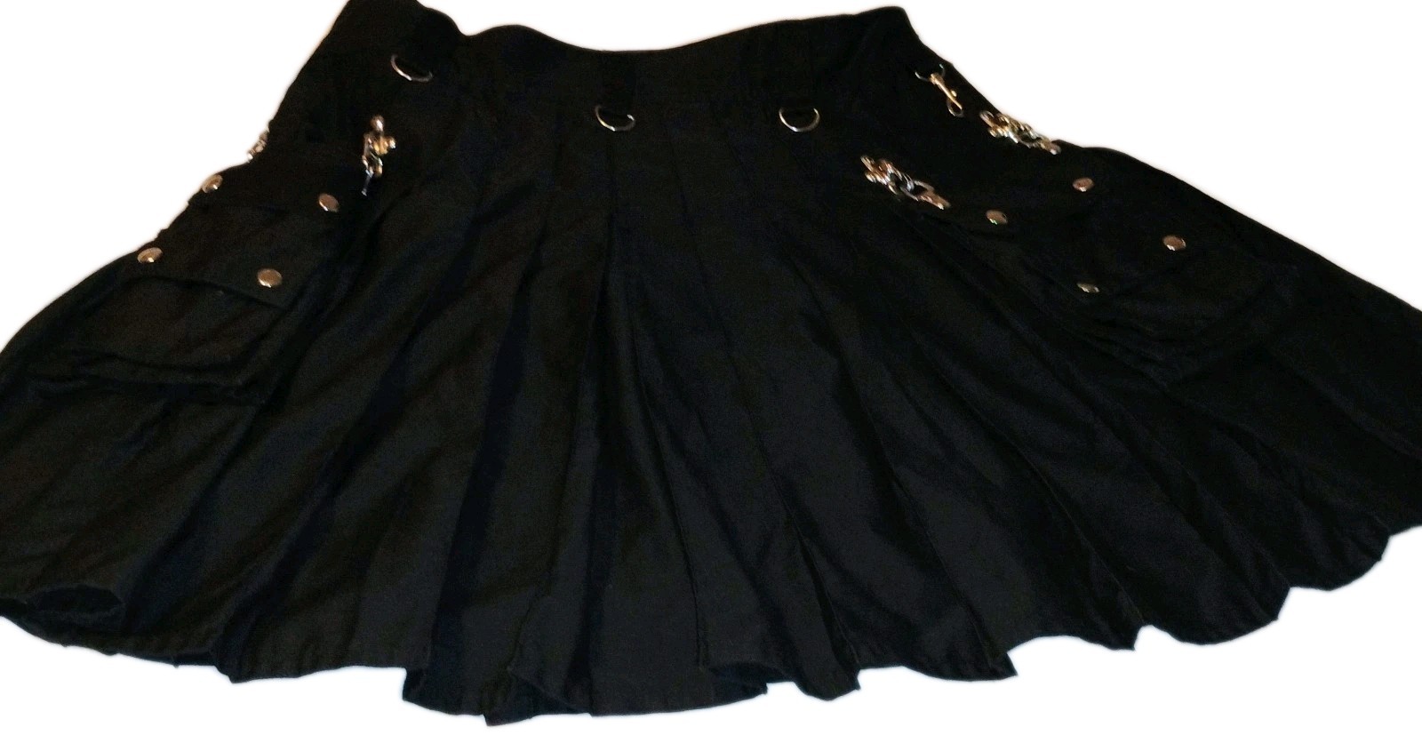 Scottish Unique Shop Grand Gothic Utility Kilt Black Cotton Men Size 42 Accents