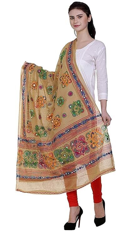 Women’s Indian Traditional Style Embroidered Cotton Dupatta For Girl Pack f 1