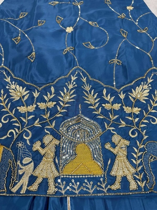 Stunning Look Natural Crep Silk Blue Top Lehenga With Dupatta For Festive Wear