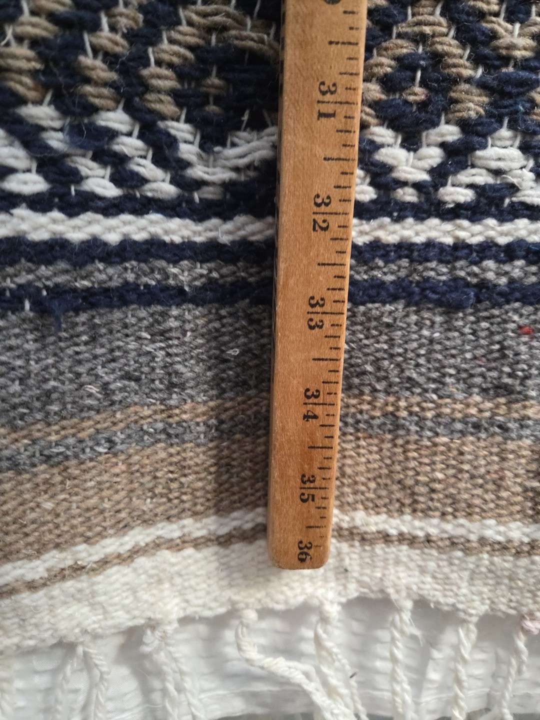 Vintage JFR Mexican Poncho Blanket Brown Beige Navy Unisex Adult One Size