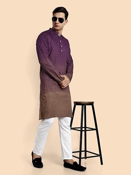 traditional Chikankari Embroidered Kurta with Elegant Sequence indian work