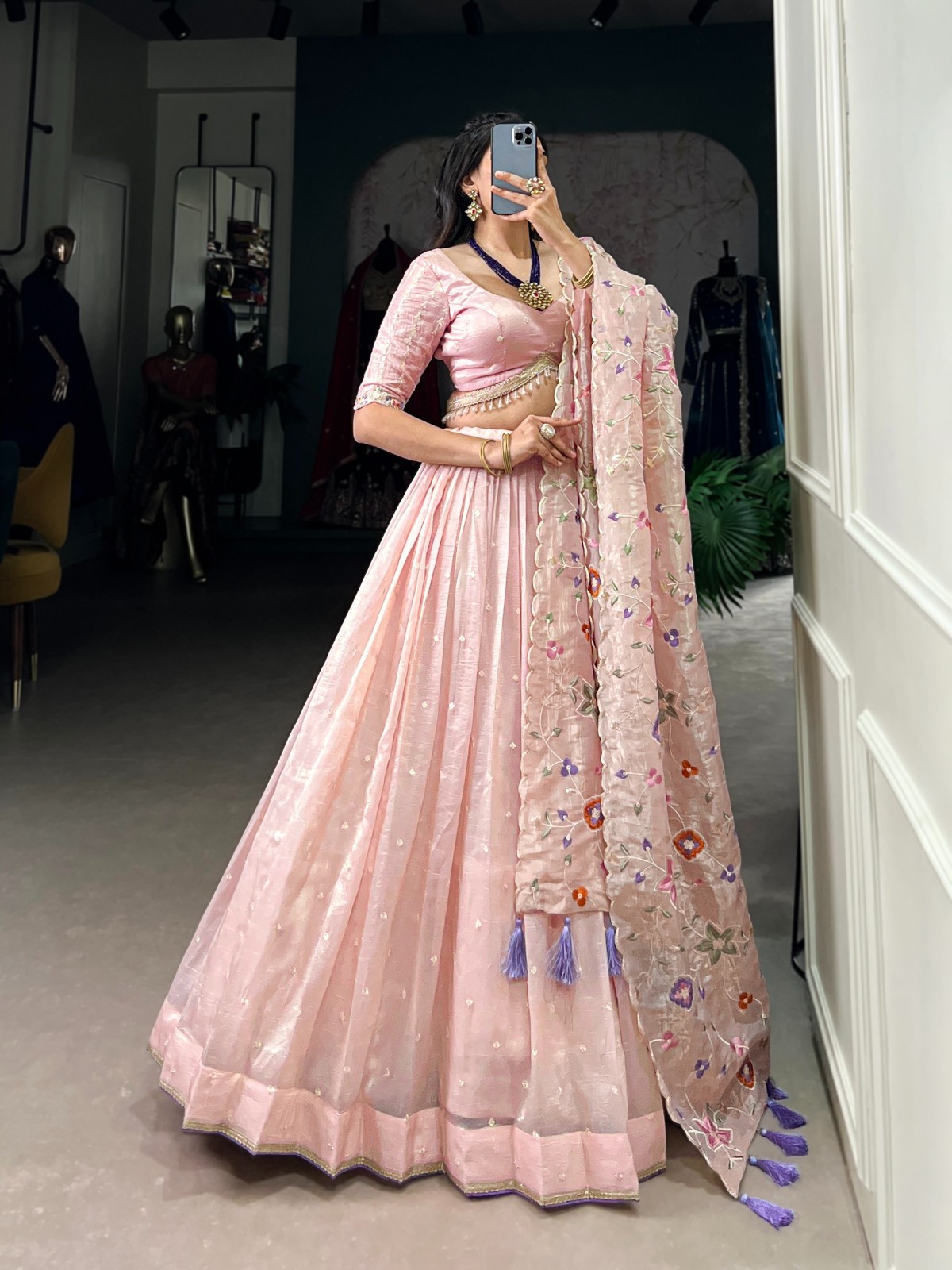 STEPNSHOP WEDDING WEAR LEHENGA CHOLI WITH EMBROIDERY & SEQUENCE WORK 23397