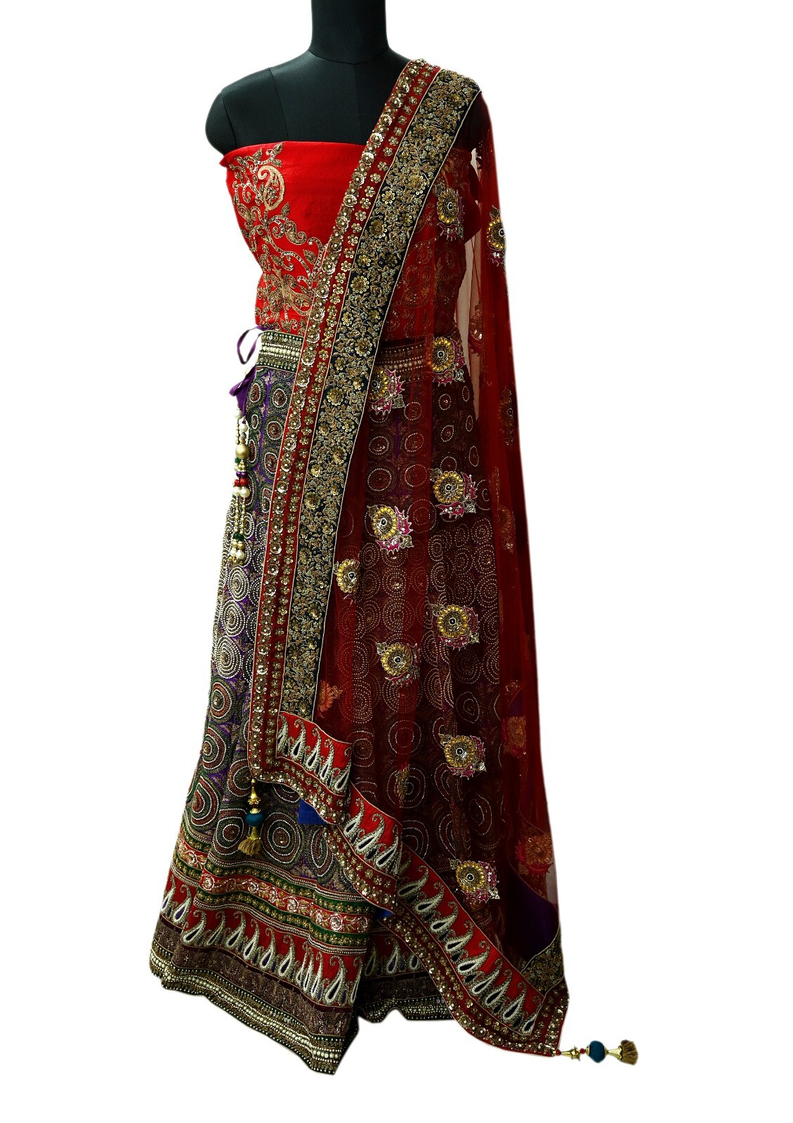 New Heavy Chanderi SilkHand Embroidered Designer Sabyasachi Lehenga 3pcs set